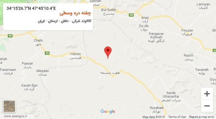 روستای چفته دره وسطی بر روی نقشه