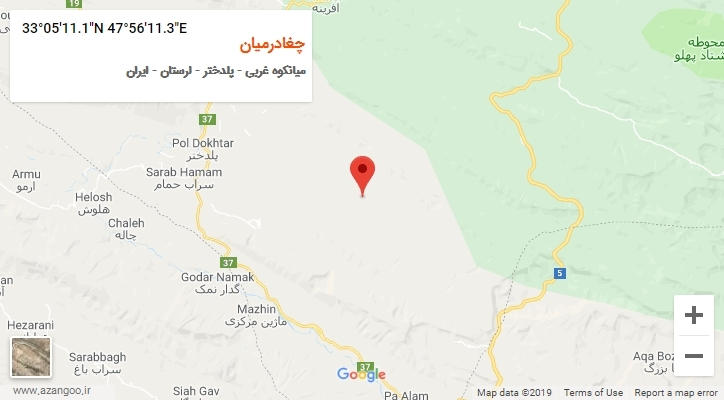 روستای چغادرمیان بر روی نقشه