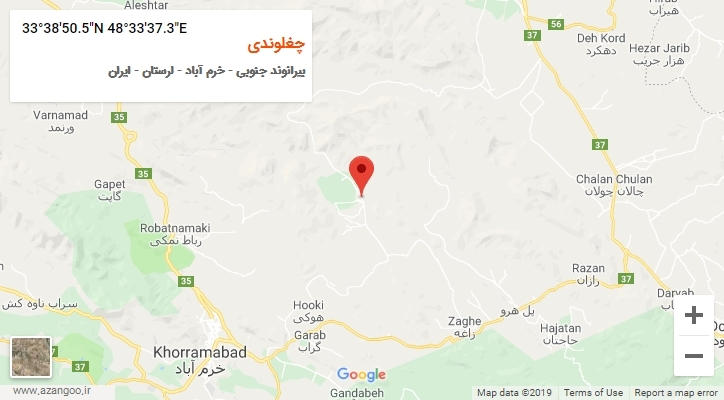 روستای چغلوندی بر روی نقشه