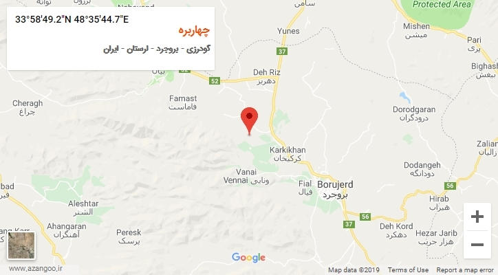 روستای چهاربره بر روی نقشه