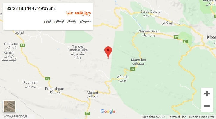 روستای چهارقلعه علیا بر روی نقشه