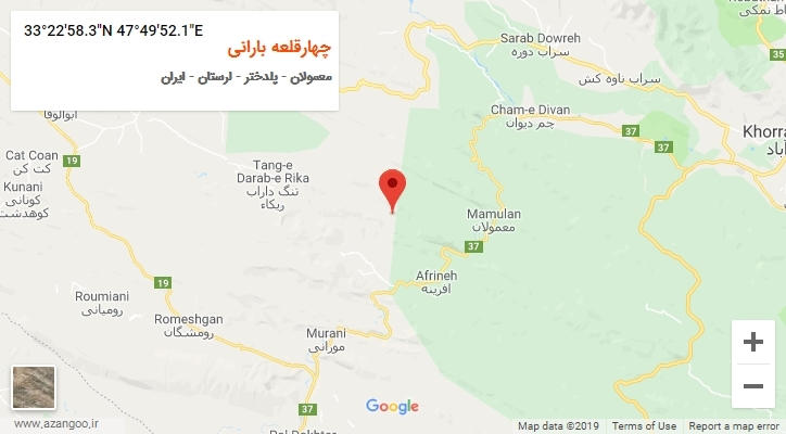 روستای چهارقلعه بارانی بر روی نقشه
