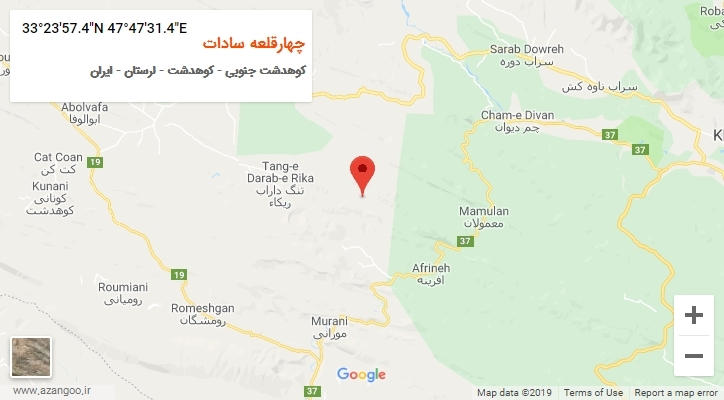 روستای چهارقلعه سادات بر روی نقشه
