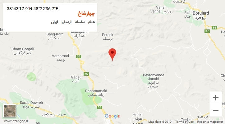 روستای چهارشاخ بر روی نقشه