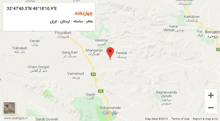 روستای چهارتخته بر روی نقشه