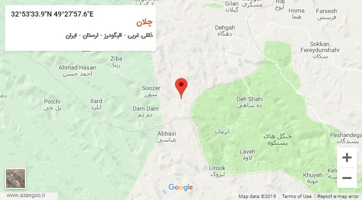 روستای چلان بر روی نقشه