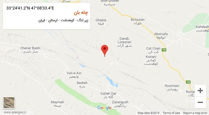روستای چله بان بر روی نقشه