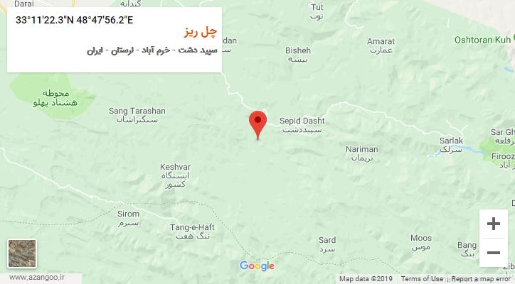 روستای چل ریز بر روی نقشه