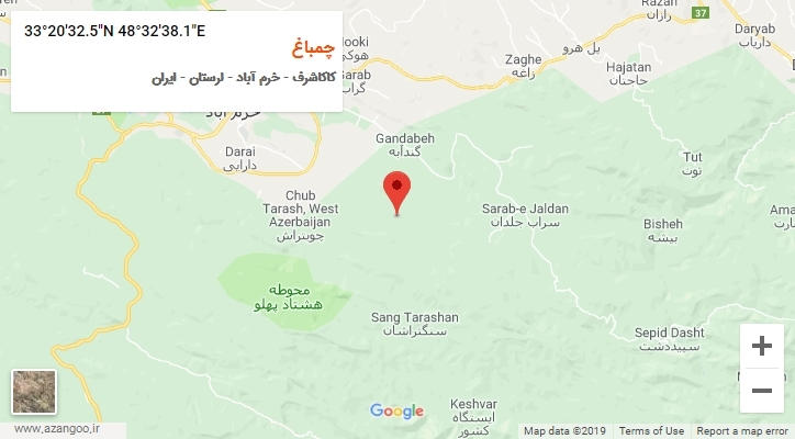 روستای چمباغ بر روی نقشه