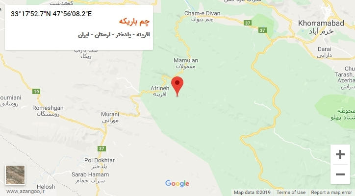 روستای چم باریکه بر روی نقشه