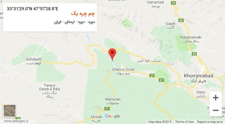 روستای چم چره یک بر روی نقشه