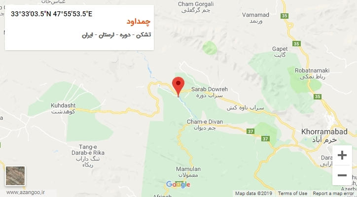 روستای چمداود بر روی نقشه