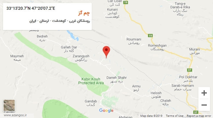 روستای چم گز بر روی نقشه