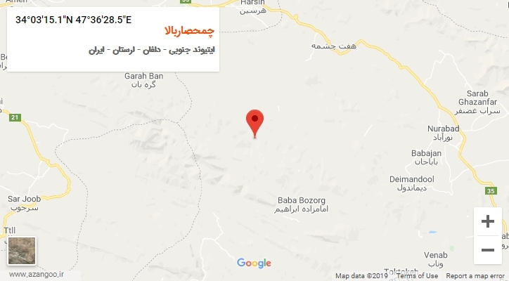 روستای چمحصاربالا بر روی نقشه