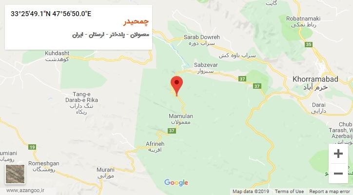 روستای چمحیدر بر روی نقشه