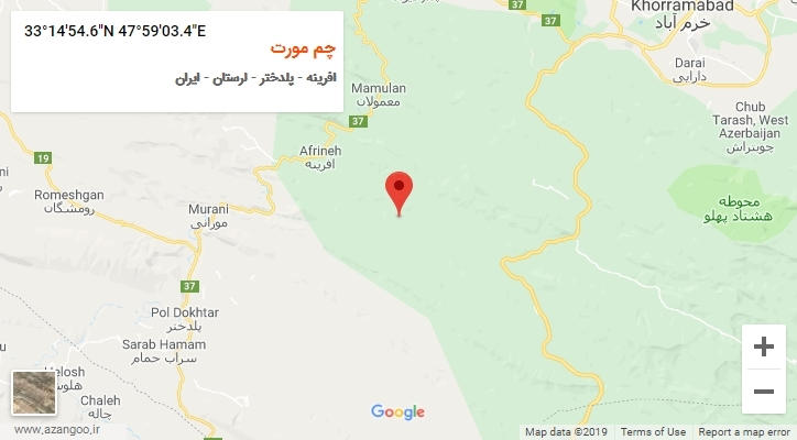 روستای چم مورت بر روی نقشه