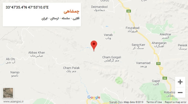روستای چمشاهی بر روی نقشه