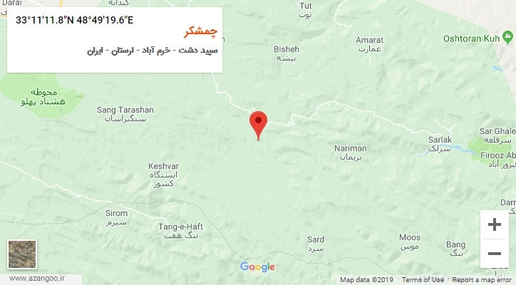 روستای چمشکر بر روی نقشه