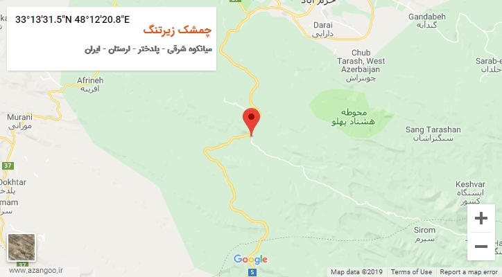 روستای چمشک زیرتنگ بر روی نقشه