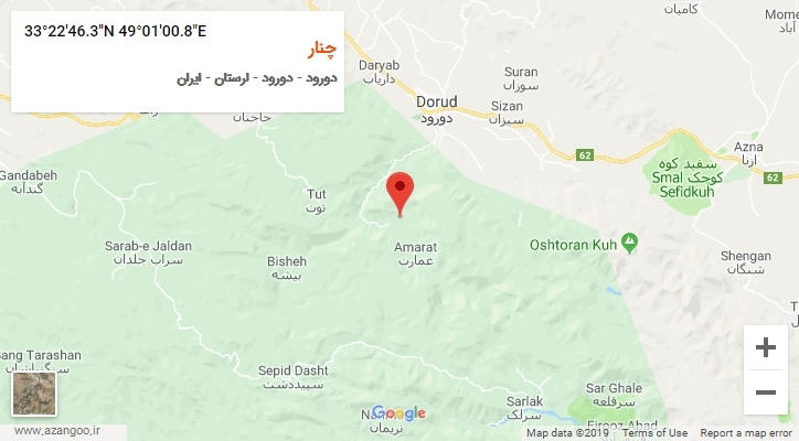 روستای چنار بر روی نقشه