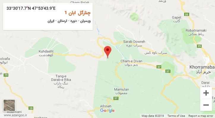 روستای چنارگل ابان 1 بر روی نقشه
