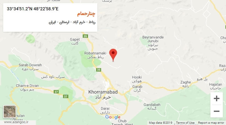 روستای چنارحمام بر روی نقشه