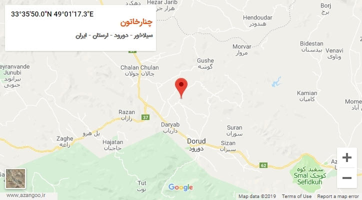روستای چنارخاتون بر روی نقشه