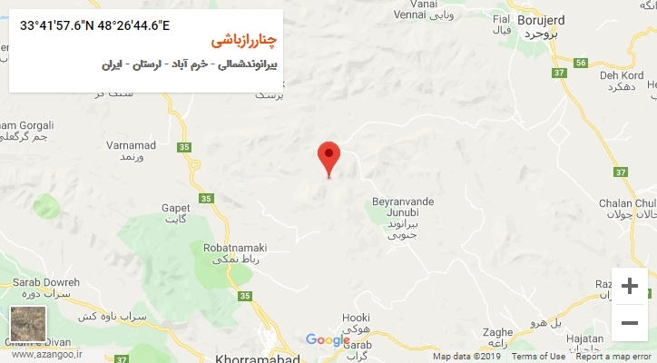 روستای چناررازباشی بر روی نقشه