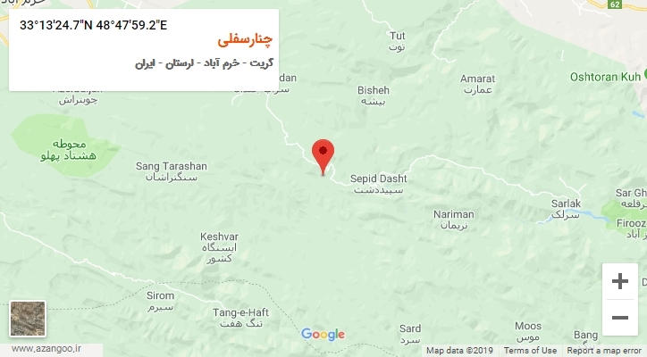 روستای چنارسفلی بر روی نقشه
