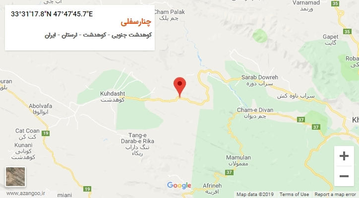 روستای چنارسفلی بر روی نقشه