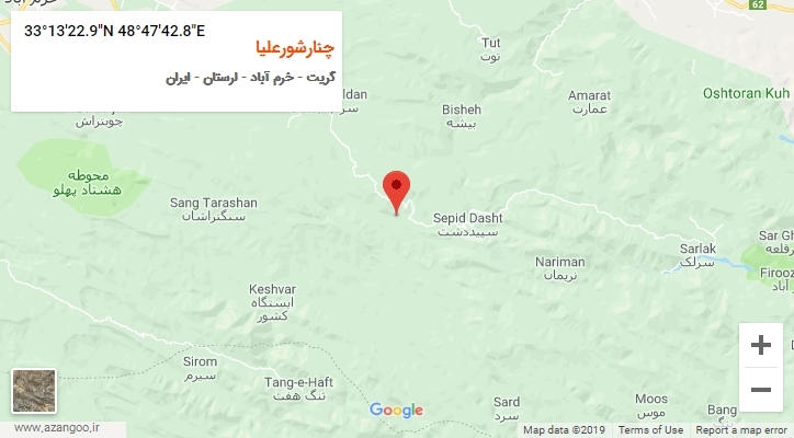 روستای چنارشورعلیا بر روی نقشه