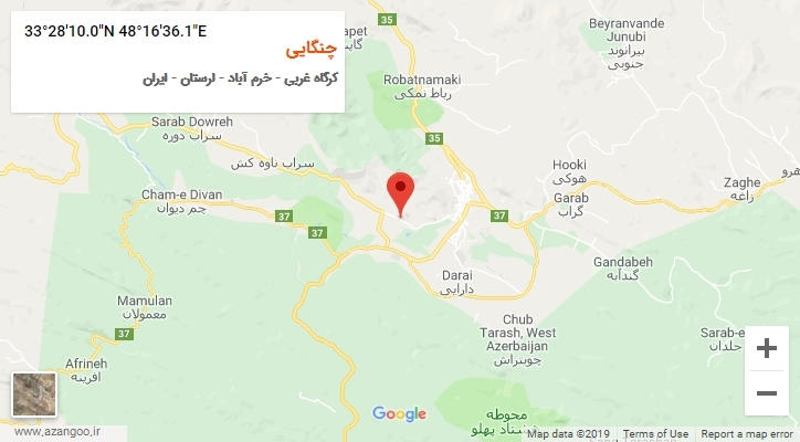 روستای چنگایی بر روی نقشه