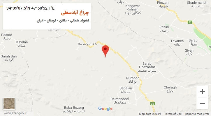 روستای چراغ آبادسفلی بر روی نقشه