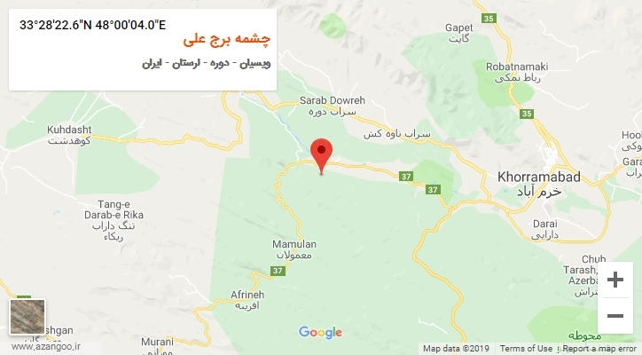 روستای چشمه برج علی بر روی نقشه