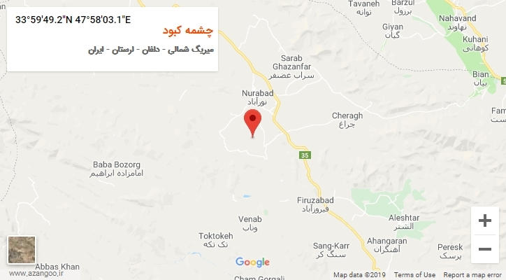 روستای چشمه کبود بر روی نقشه