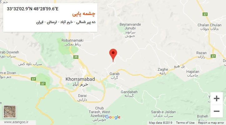 روستای چشمه پاپی بر روی نقشه
