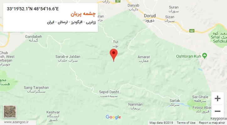 روستای چشمه پریان بر روی نقشه