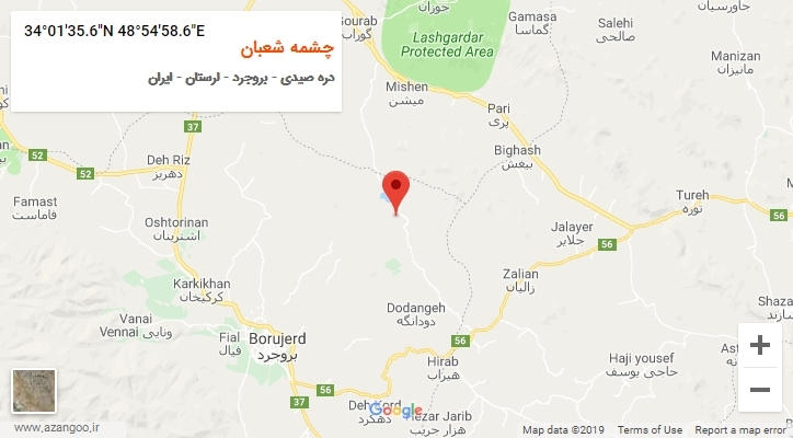 روستای چشمه شعبان بر روی نقشه