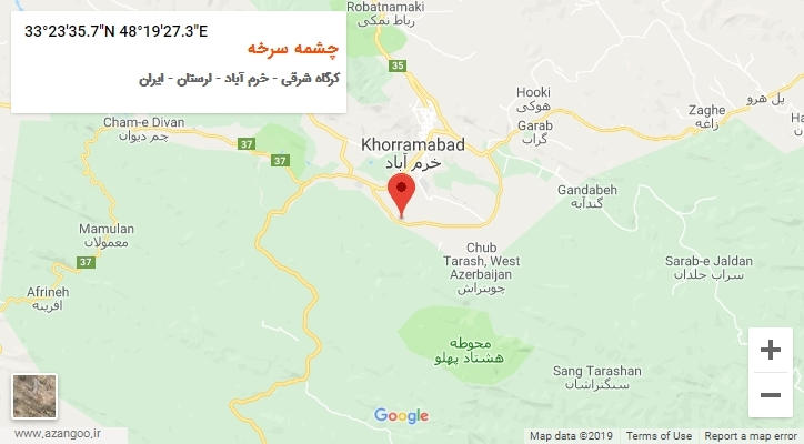 روستای چشمه سرخه بر روی نقشه