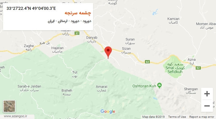 روستای چشمه سرنجه بر روی نقشه