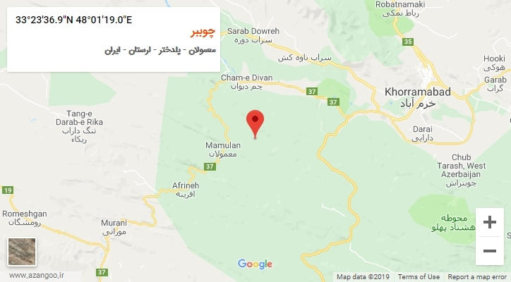 روستای چوببر بر روی نقشه