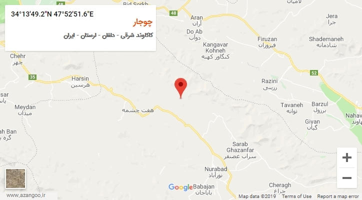 روستای چوجار بر روی نقشه