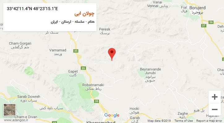 روستای چولان ابی بر روی نقشه