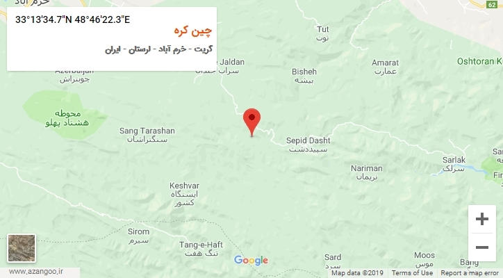 روستای چین کره بر روی نقشه