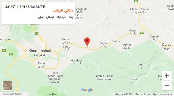 روستای دانگی اکبرآباد بر روی نقشه