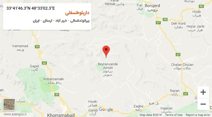 روستای داربلوطسفلی بر روی نقشه