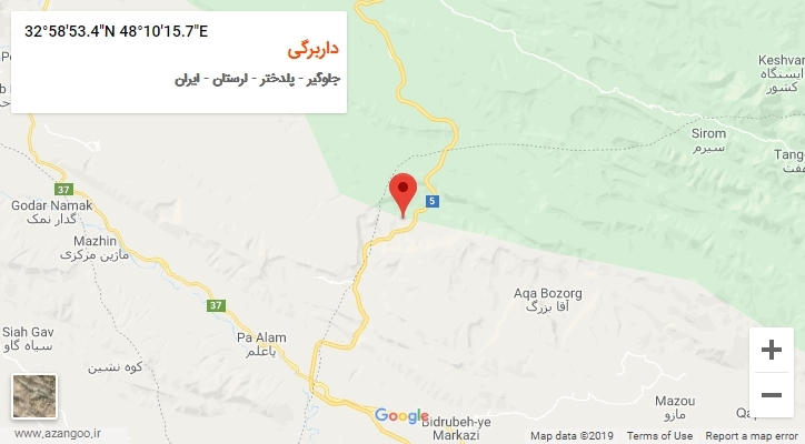 روستای داربرگی بر روی نقشه