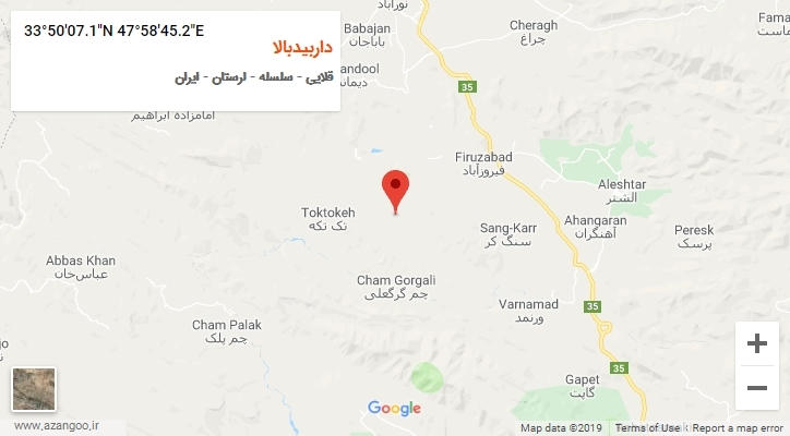 روستای داربیدبالا بر روی نقشه