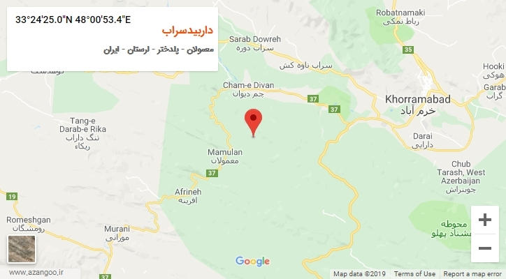 روستای داربیدسراب بر روی نقشه