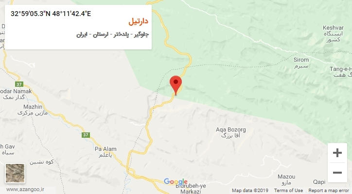 روستای دارتیل بر روی نقشه